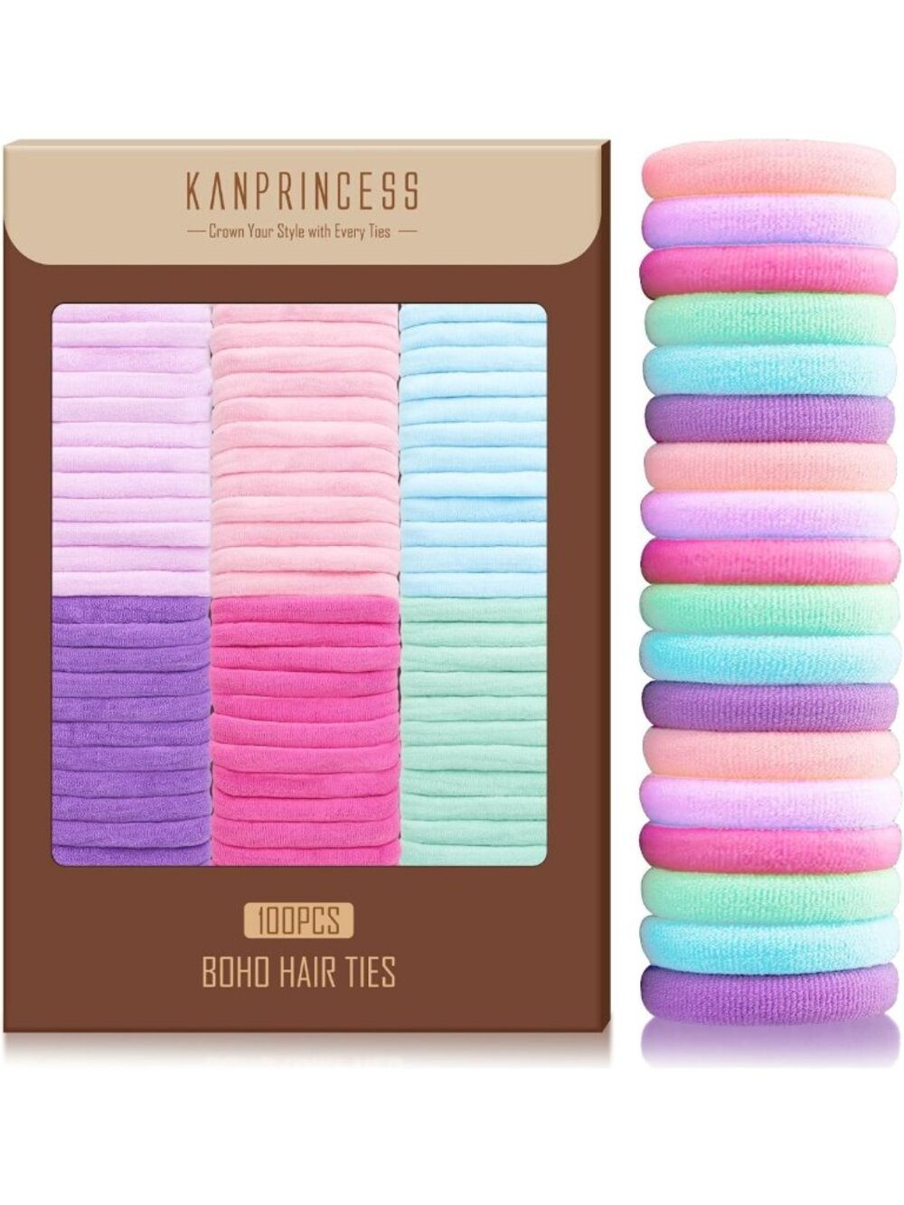 100PCS No-Damage Nylon Hair Ties - Soft, Stretchy Bands for Women & Girls